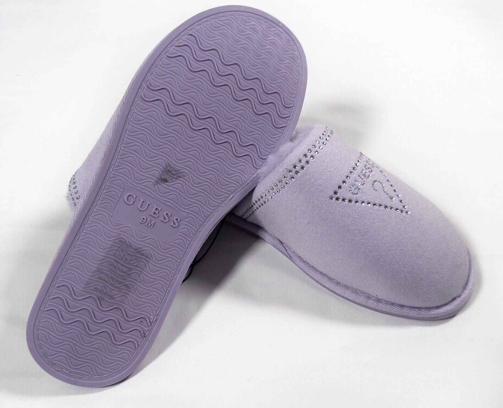 Guess Women's Slippers Lilac Slip On Slippers Fluffy Size UK 7