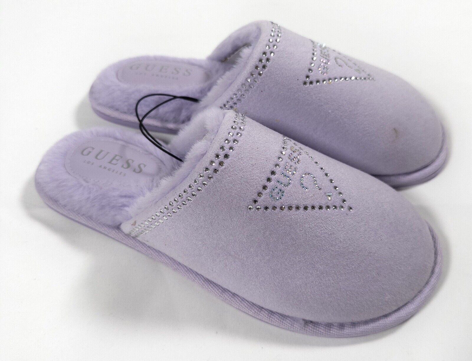 GUESS Women's Lilac Fluffy Slip On Slippers Size UK 5
