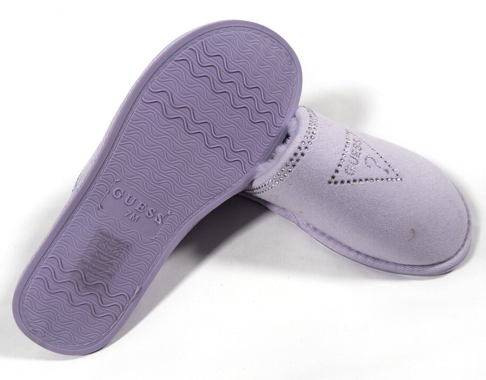 GUESS Women's Lilac Fluffy Slip On Slippers Size UK 5