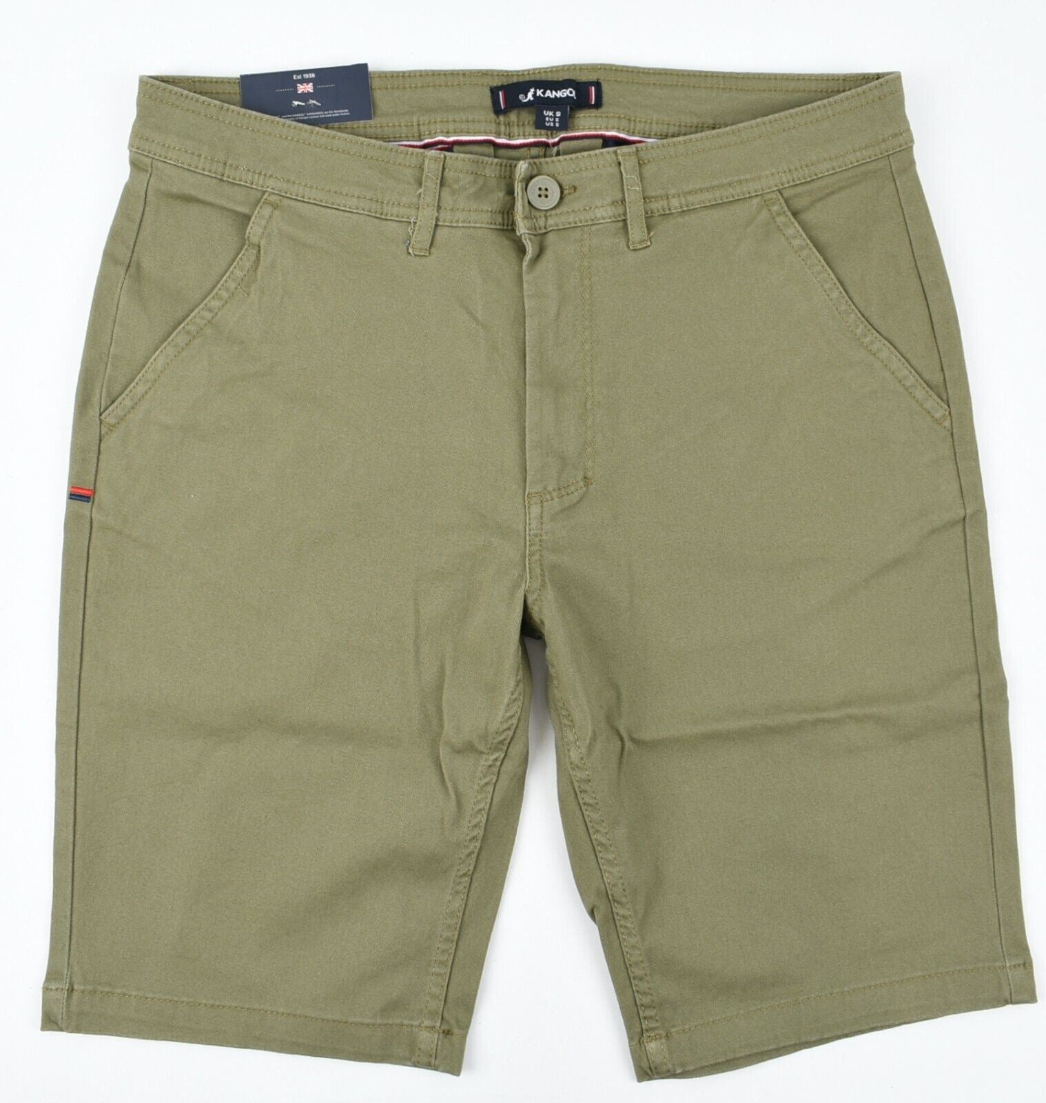 KANGOL Mens Chino Shorts, Khaki Green, size SMALL