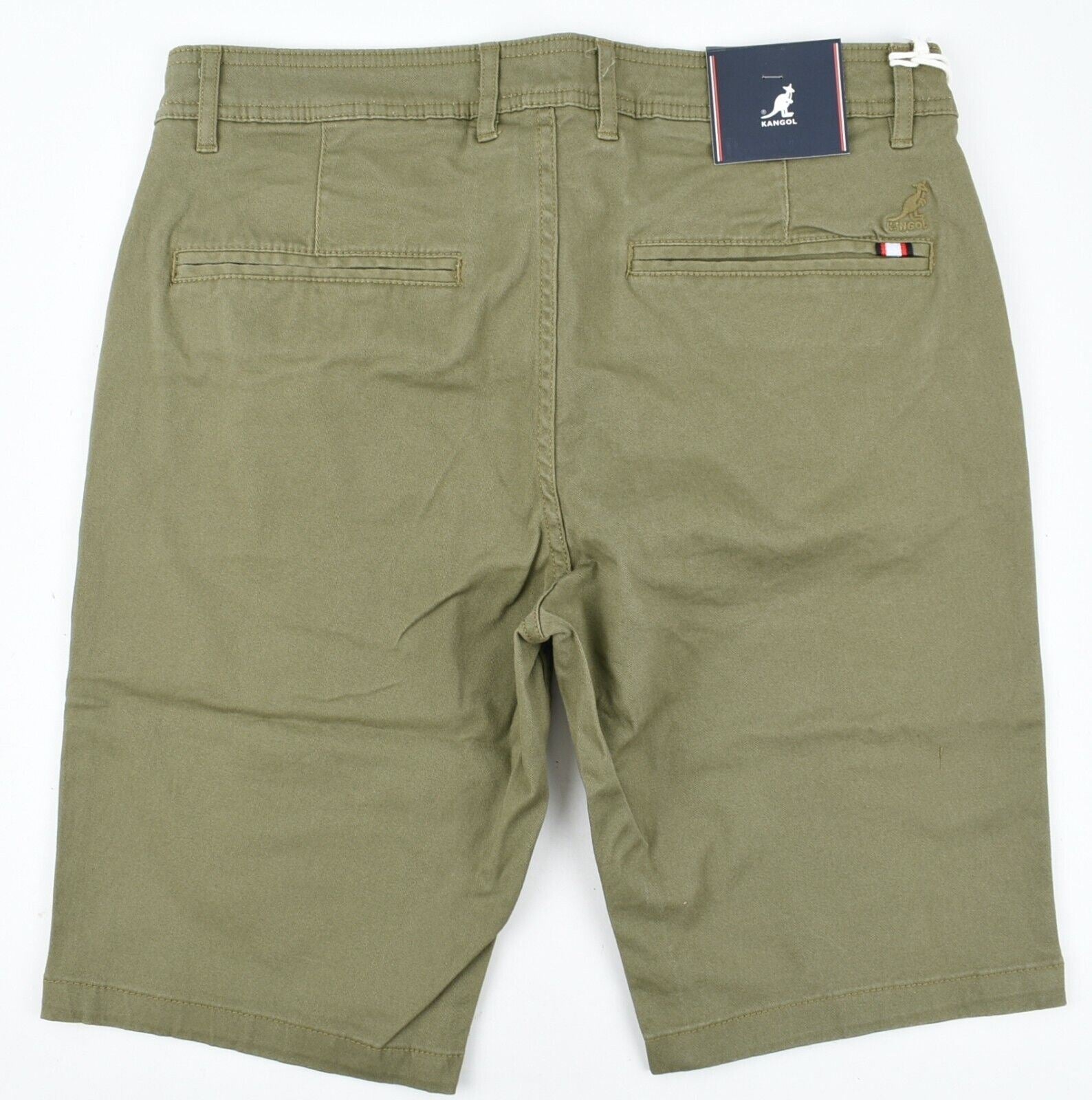 KANGOL Mens Chino Shorts, Khaki Green, size SMALL