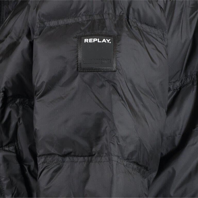 REPLAY Women's Short Black Puffer Coat Size UK Large