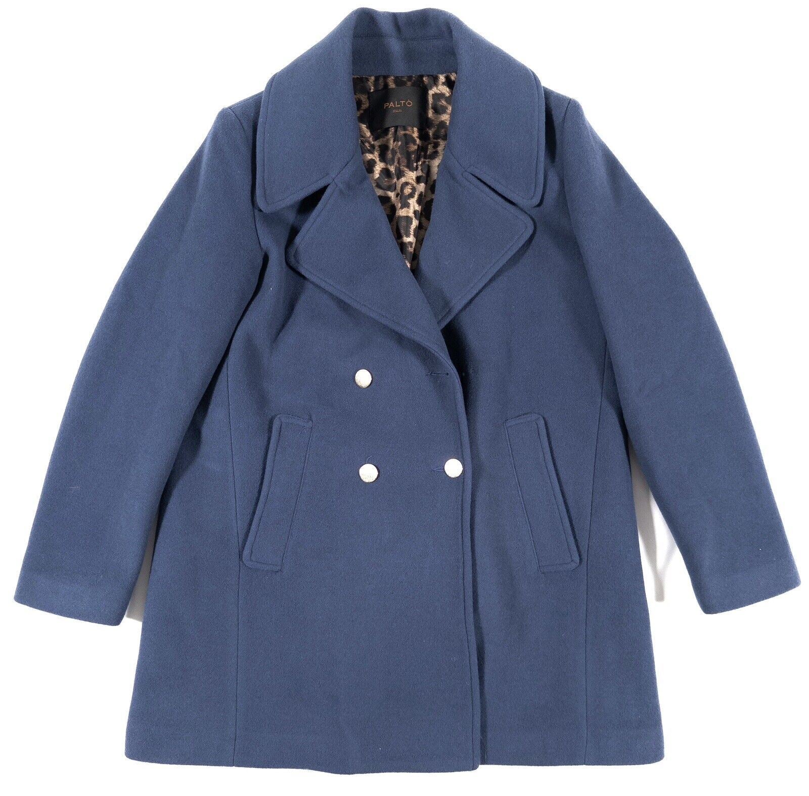 PALTO ITALIA Women's Blue Wool Coat Jacket Size UK 10
