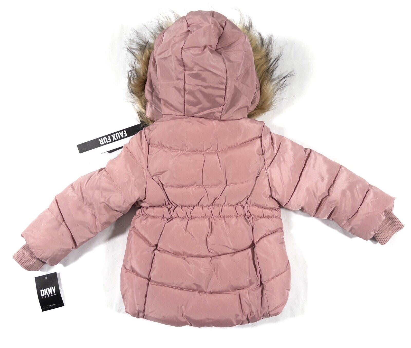 DKNY JEANS Infants Girls Pink Hooded Coat Size UK 12 Months