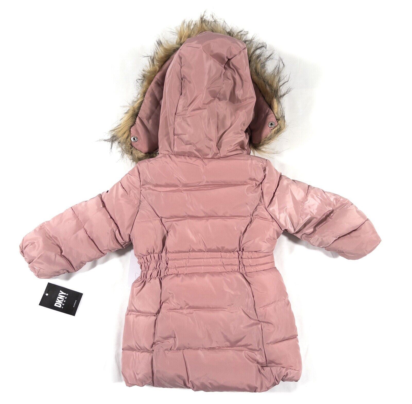 DKNY JEANS Infant Girls Hooded Pink Coat Mid Length Size UK 18 Months