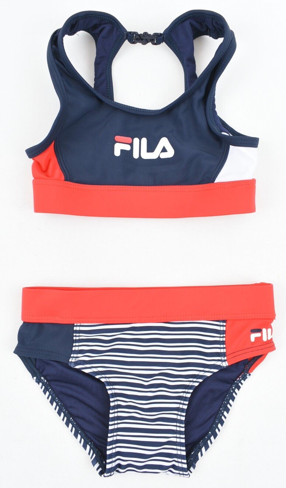 FILA Swimwear: Girls 2-pc Bikini Set, Navy/White/Red, size 3-4 years