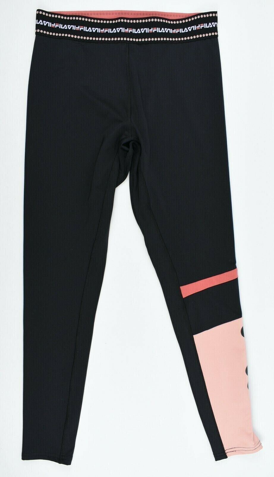 FILA Womens SANYA Activewear Gym Leggings, Black/Pink, size SMALL