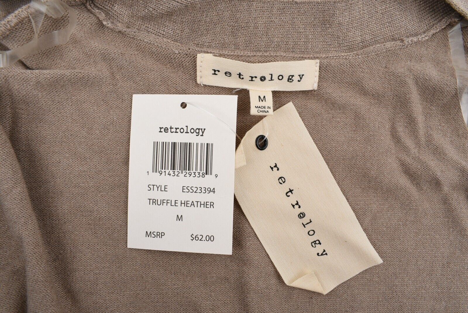 RETROLOGY Womens Open Front Longline Cardigan, Truffle Heather, size MEDIUM