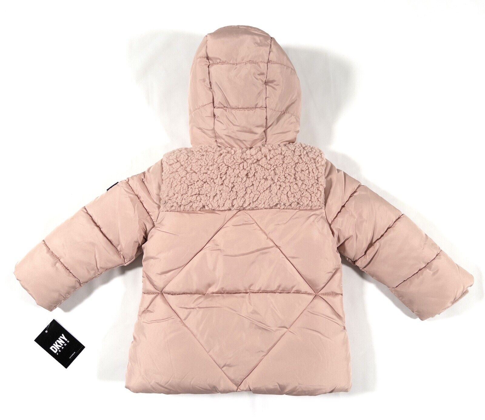 DKNY JEANS Baby Girl Pink Hooded Coat Size UK 12 Months