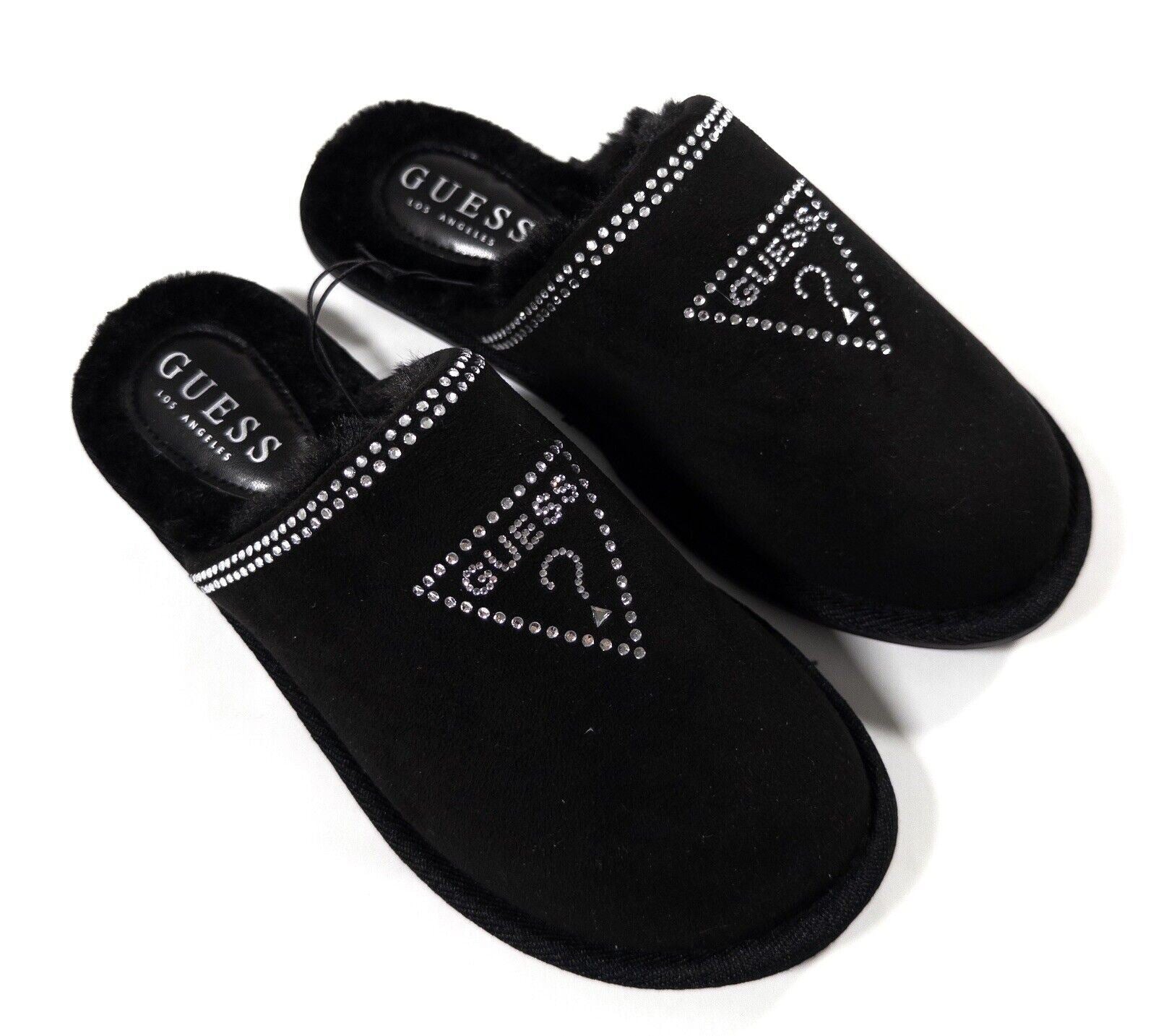 GUESS Women's Black Fluffy Slip On Slippers Size UK 5