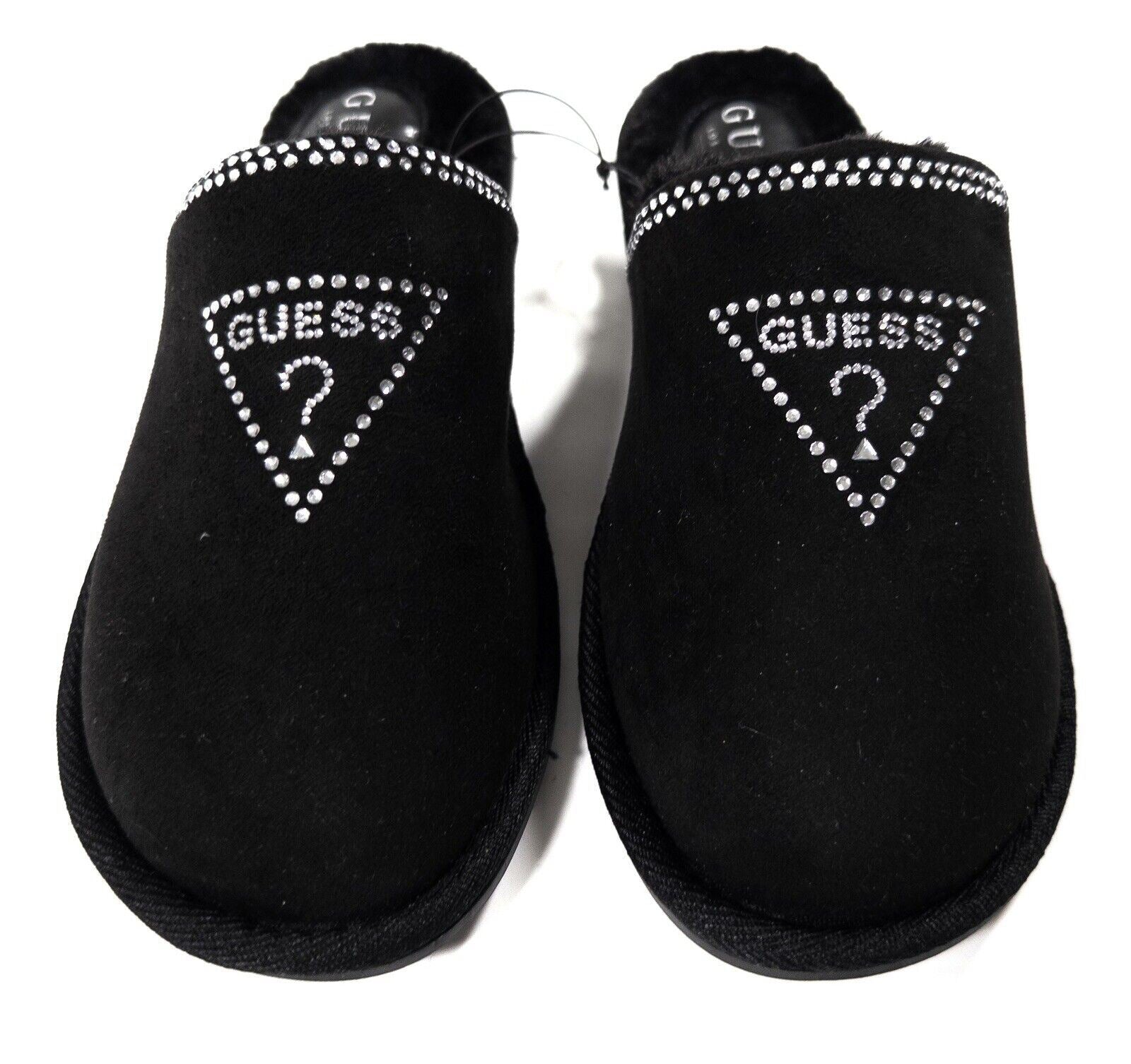 GUESS Women's Black Fluffy Slip On Slippers Size UK 5