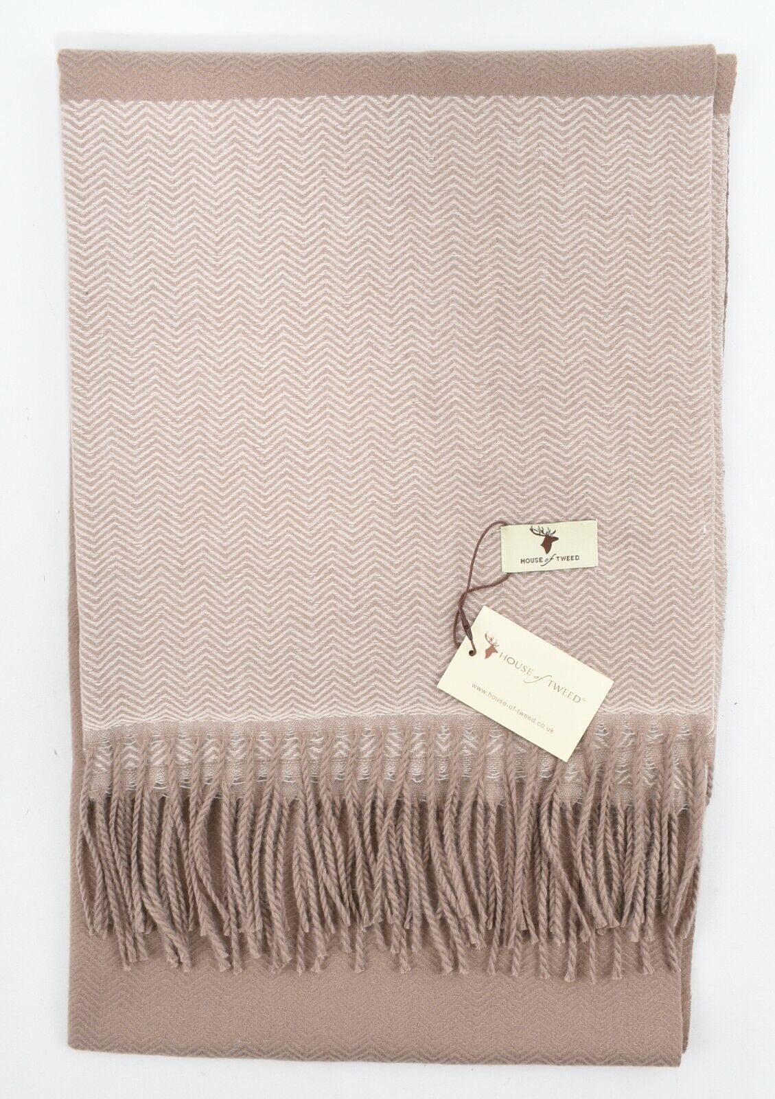 HOUSE OF TWEED Womens Fringed Scarf, Taupe