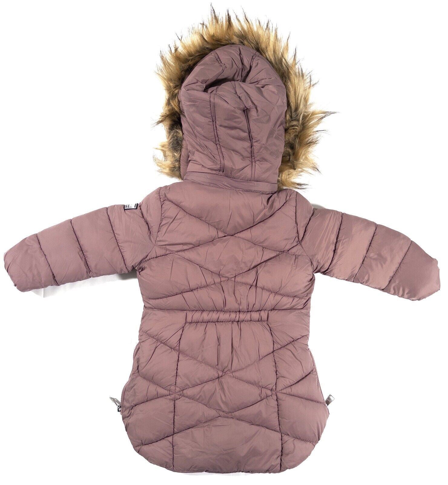 DKNY JEANS Infant Kids Girls Purple Hooded Puffer Coat Size UK 2 Years