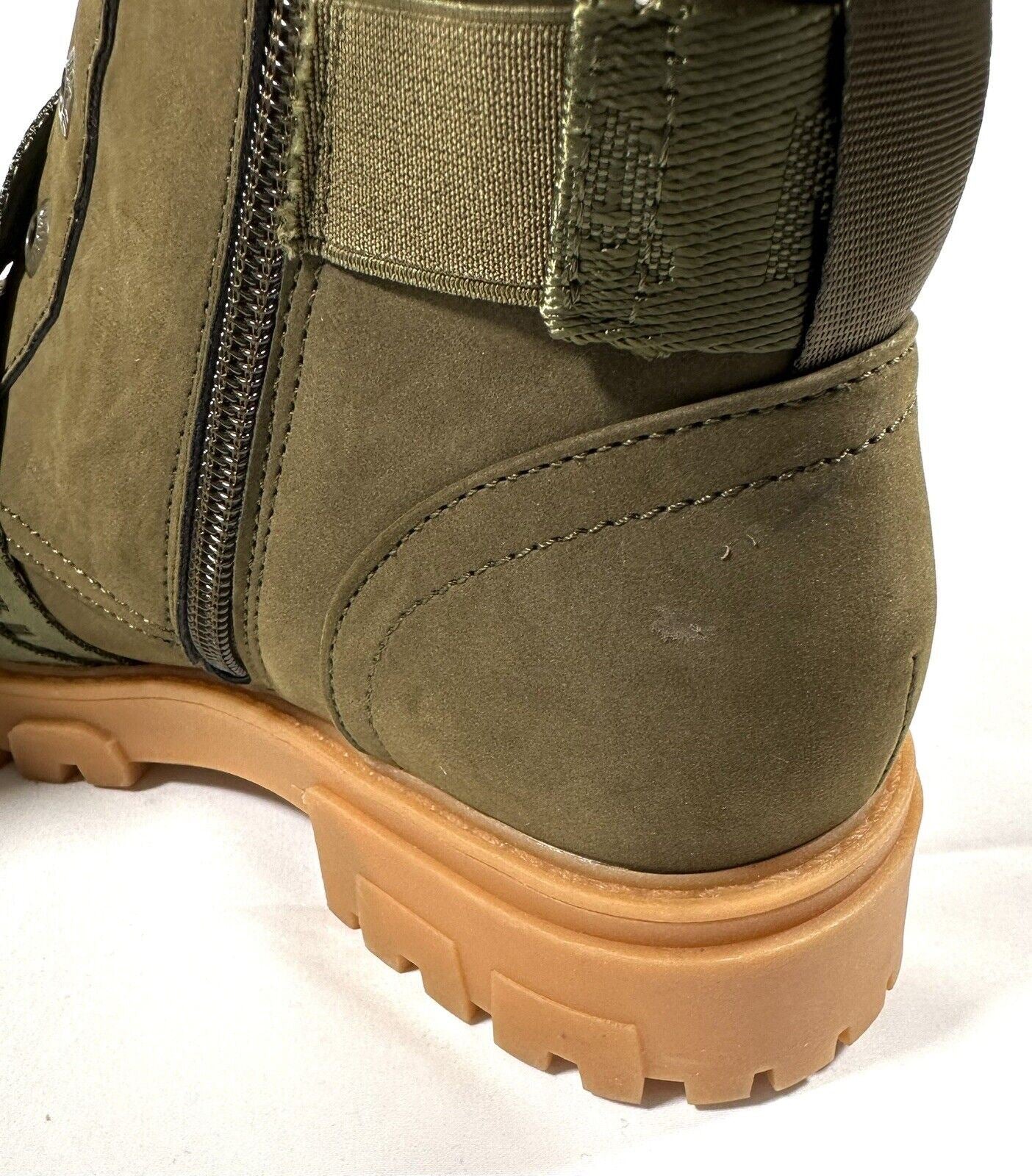 NAUTICA Womens Olive Green Crossover Strap Chunky Boots Size UK 7