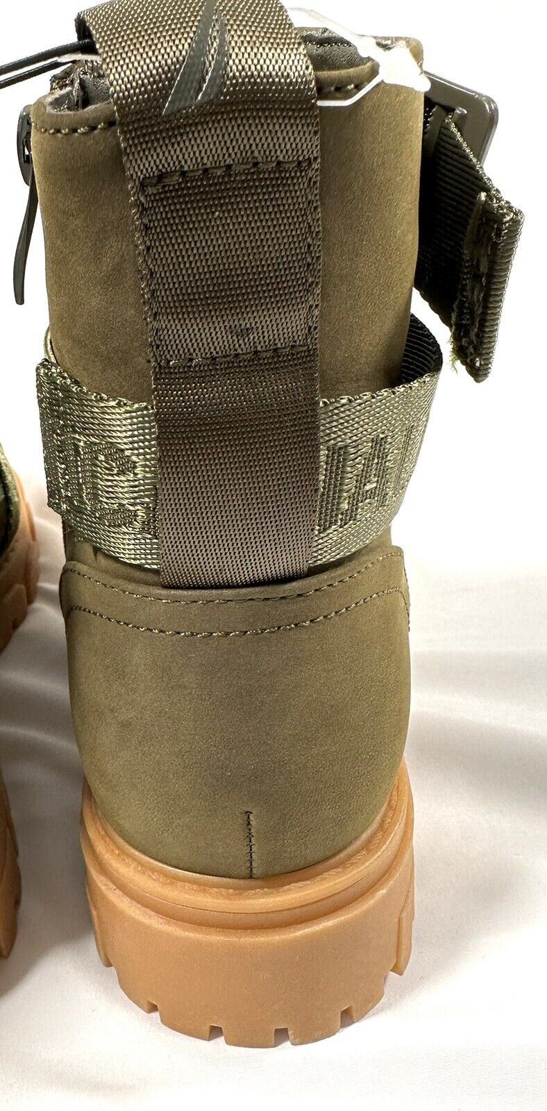 NAUTICA Womens Olive Green Chunky Boots Crossover Straps Size UK 7