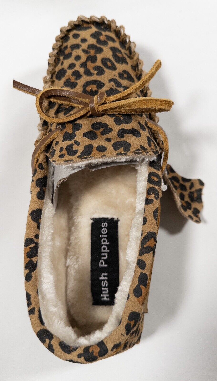 HUSH PUPPIES Womens Tan Leopard Print Slippers Leather Size UK 3 *Damaged box*