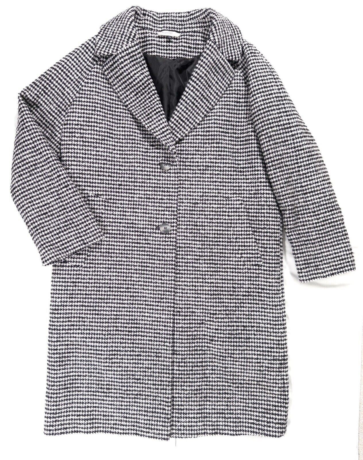 MIRANDA DUNN Womens Houndtooth Coat Jacket Wool Blend Black and White Size UK 14