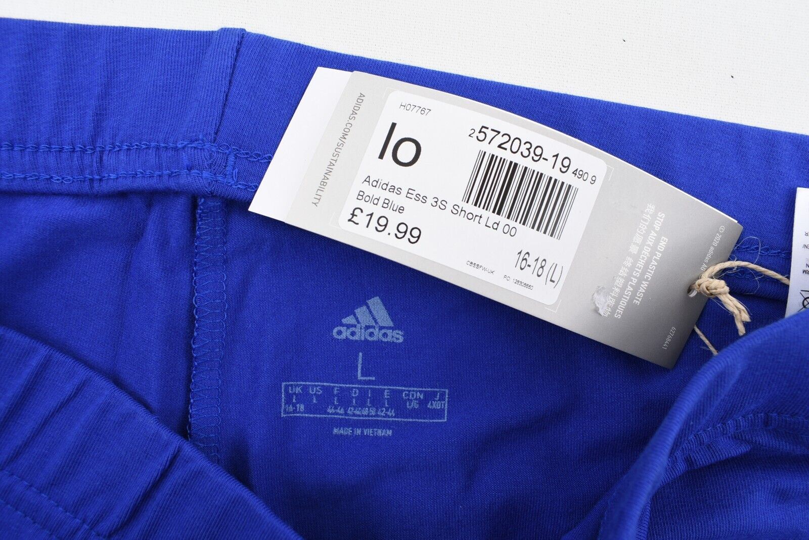 ADIDAS Womens 3 Stripes Essential Cycling Shorts, Leggings, Bold Blue, size L