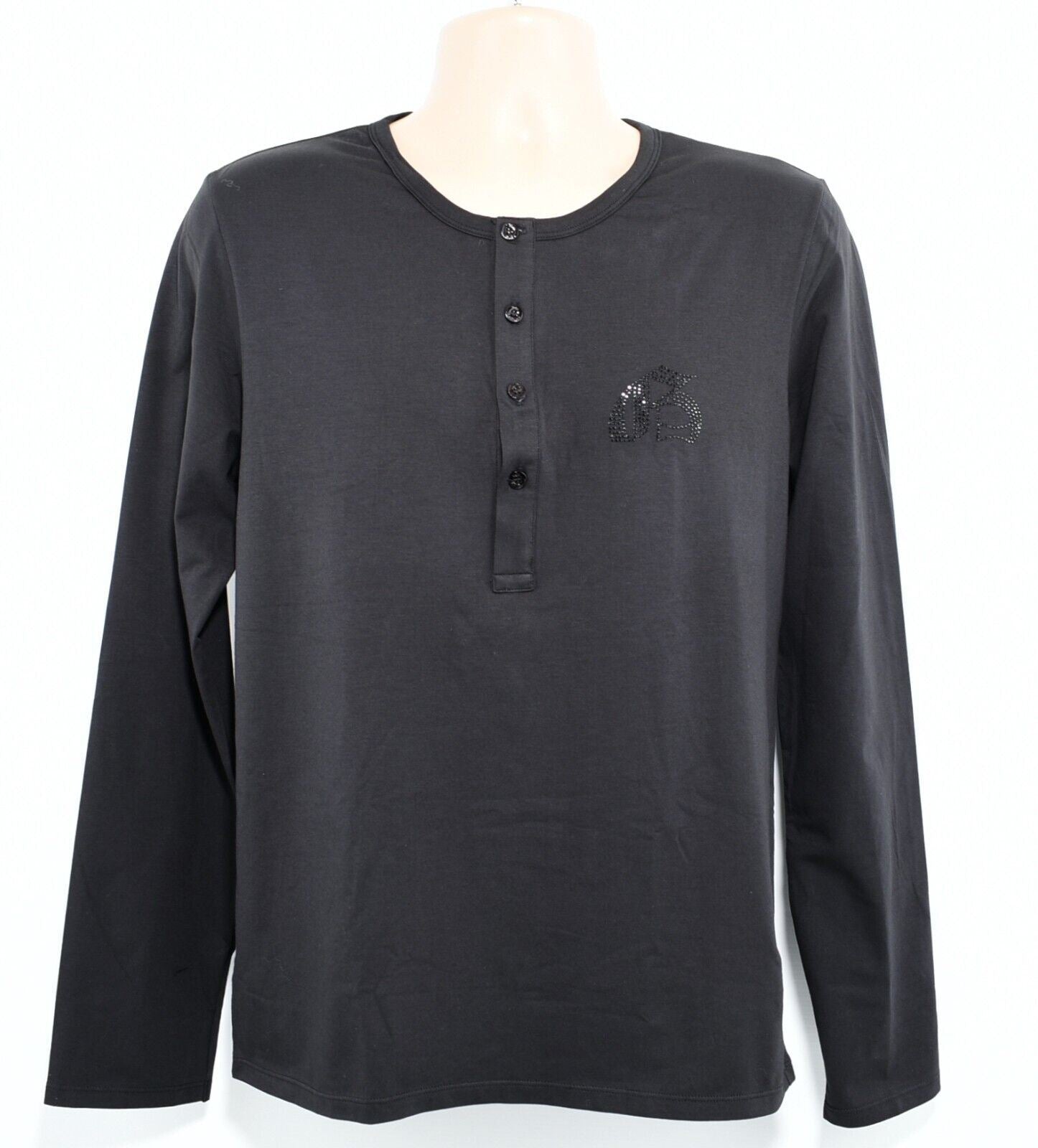 JOHN GALLIANO Underwear: Mens Long Sleeve Lounge T-shirt Top, Black, size LARGE