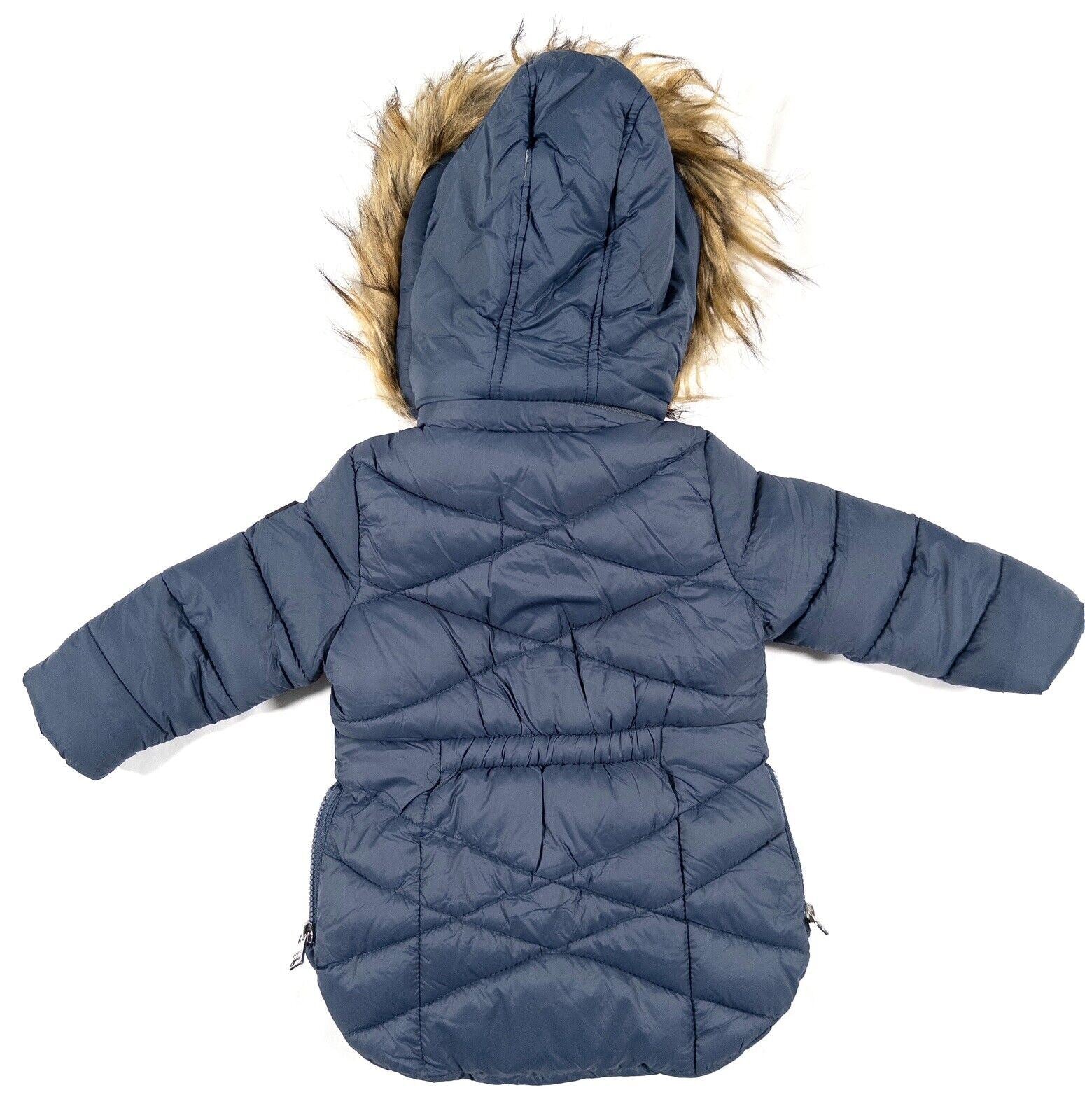 DKNY JEANS Baby Girls Blue Puffer Coat Size UK 12 Months
