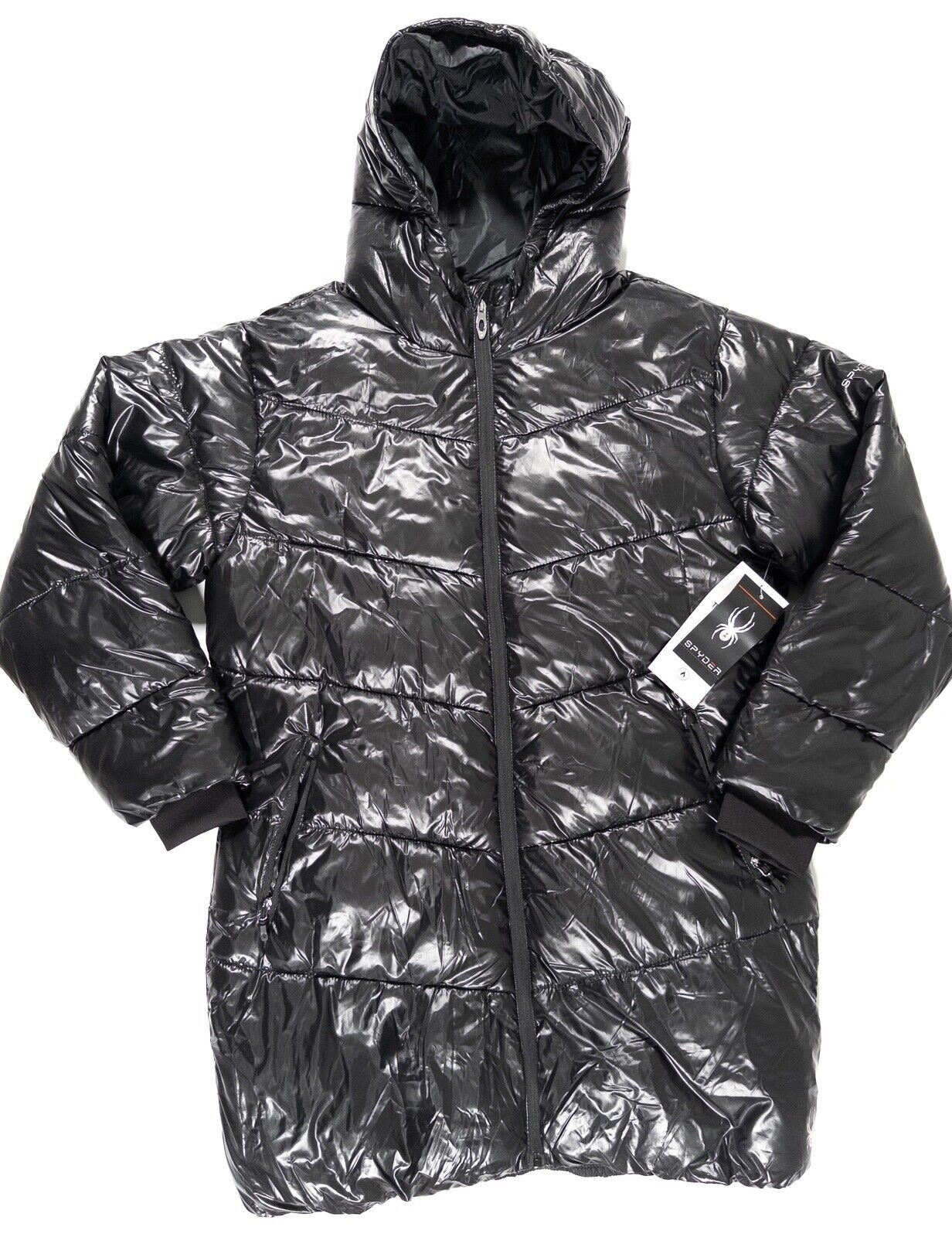 SPYDER Women's Black High Shine Puffer Jacket Coat Size UK Medium