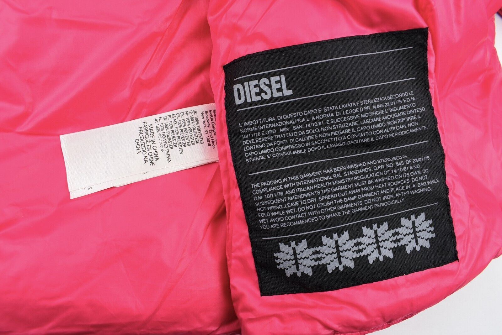 DIESEL Girls JERLAD Cropped Puffer Jacket, Down & Feather Fill, Pink, size 14 y.