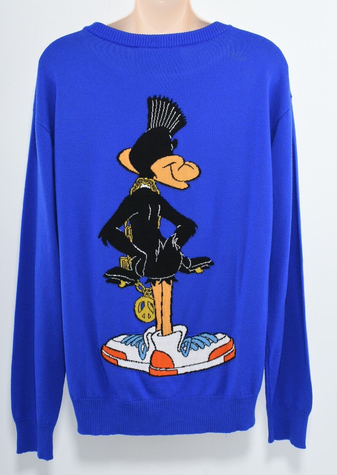 Moschino x Jeremy Scott Womens Daffy Duck Wool Jumper, Blue size S *defect*