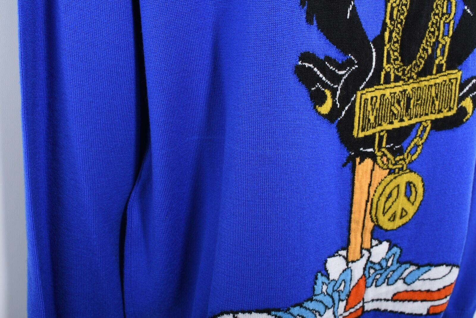 Moschino x Jeremy Scott Womens Daffy Duck Wool Jumper, Blue size M *defect*