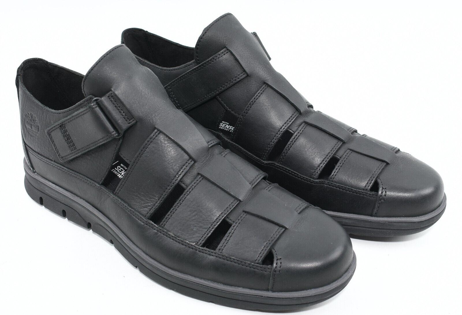 TIMBERLAND Mens BRADSTREET FISHERMAN Leather Sandals, Black, size UK 9 / EU 43.5