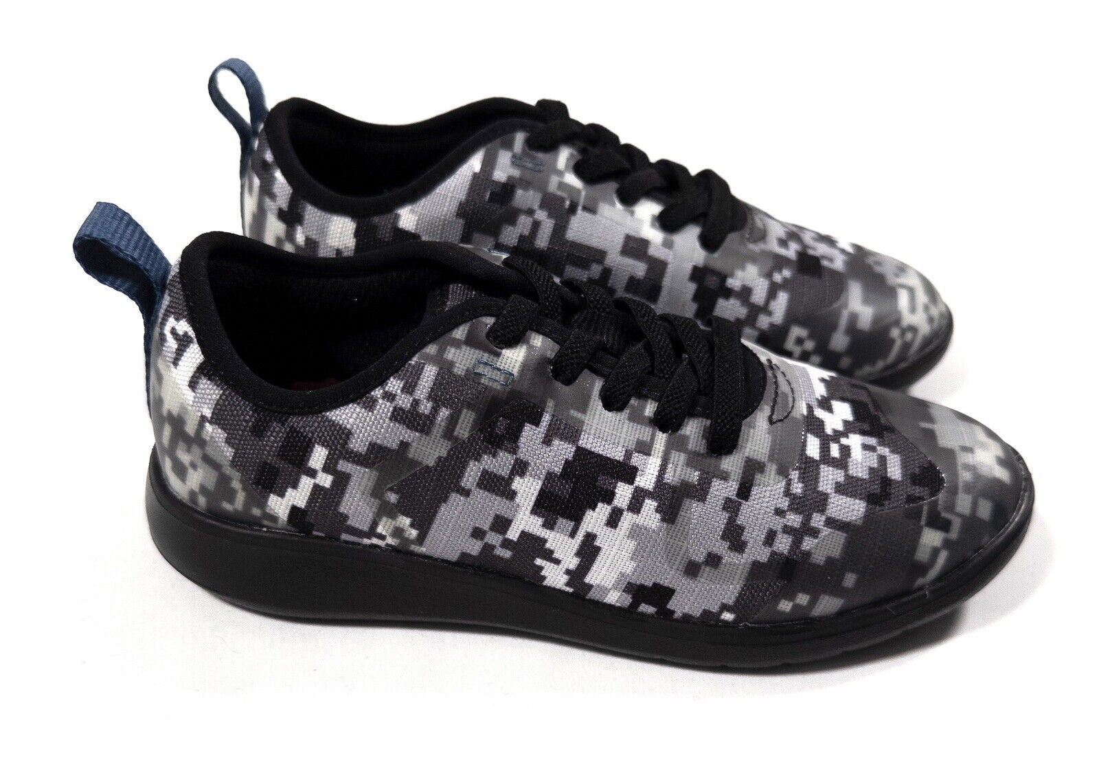 CLARKS Infant Boys Black White Grey Trainers Shoes Slip On Size UK 10.5 G