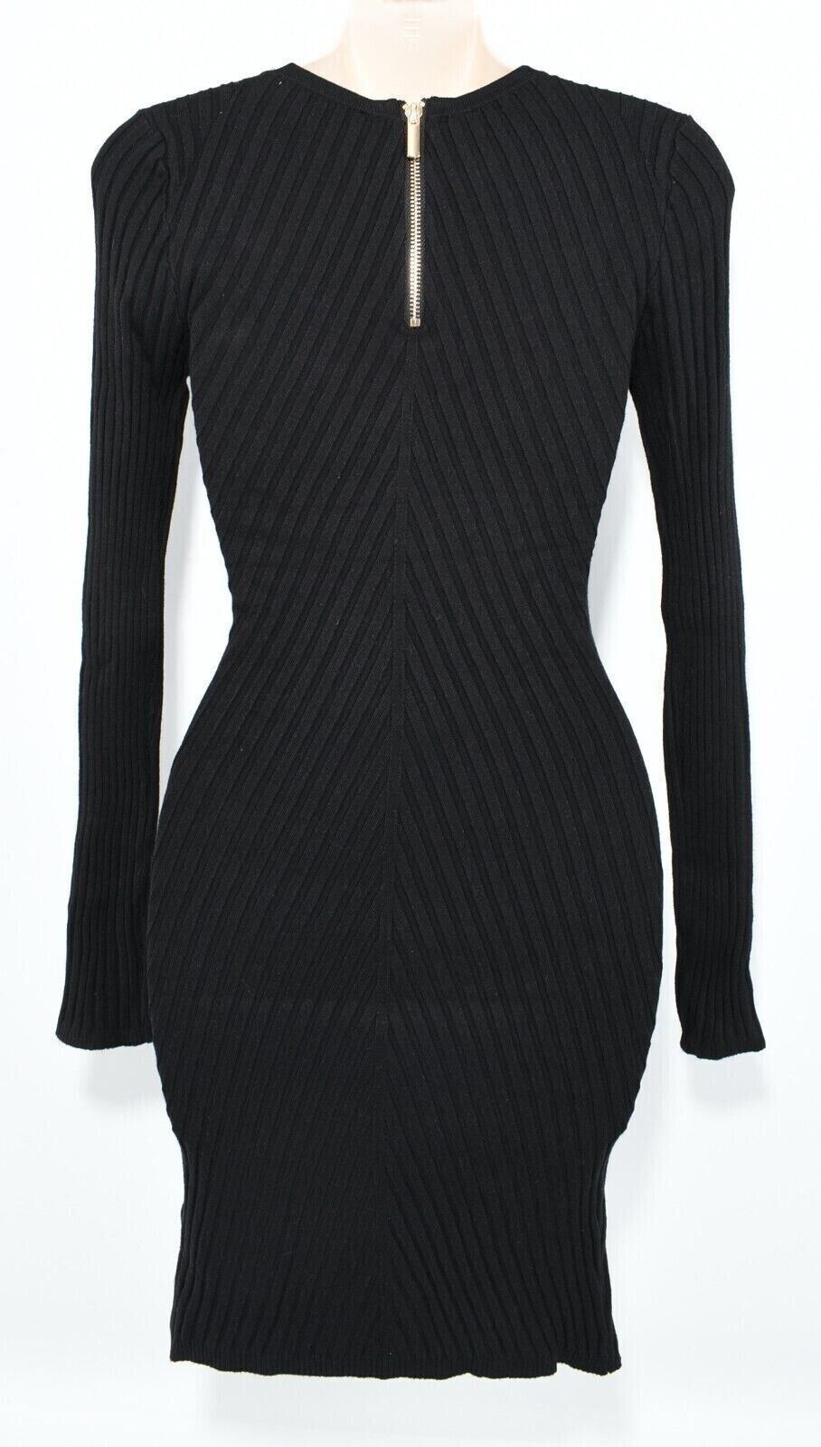 KANGOL Womens Stretch Rib Knit Fitted Dress, Black, size M /UK 12