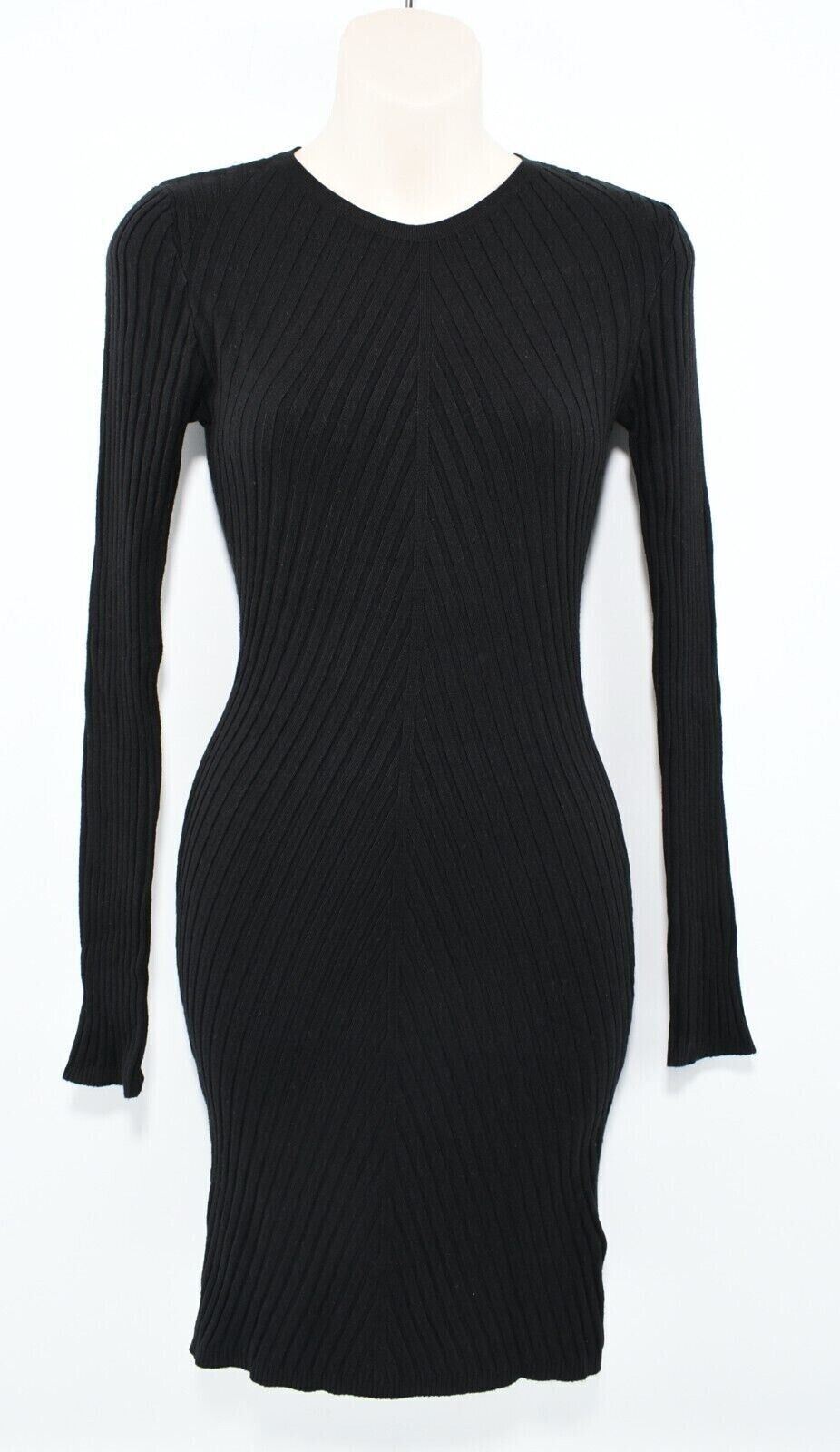 KANGOL Womens Stretch Rib Knit Fitted Dress, Black, size L /UK 14