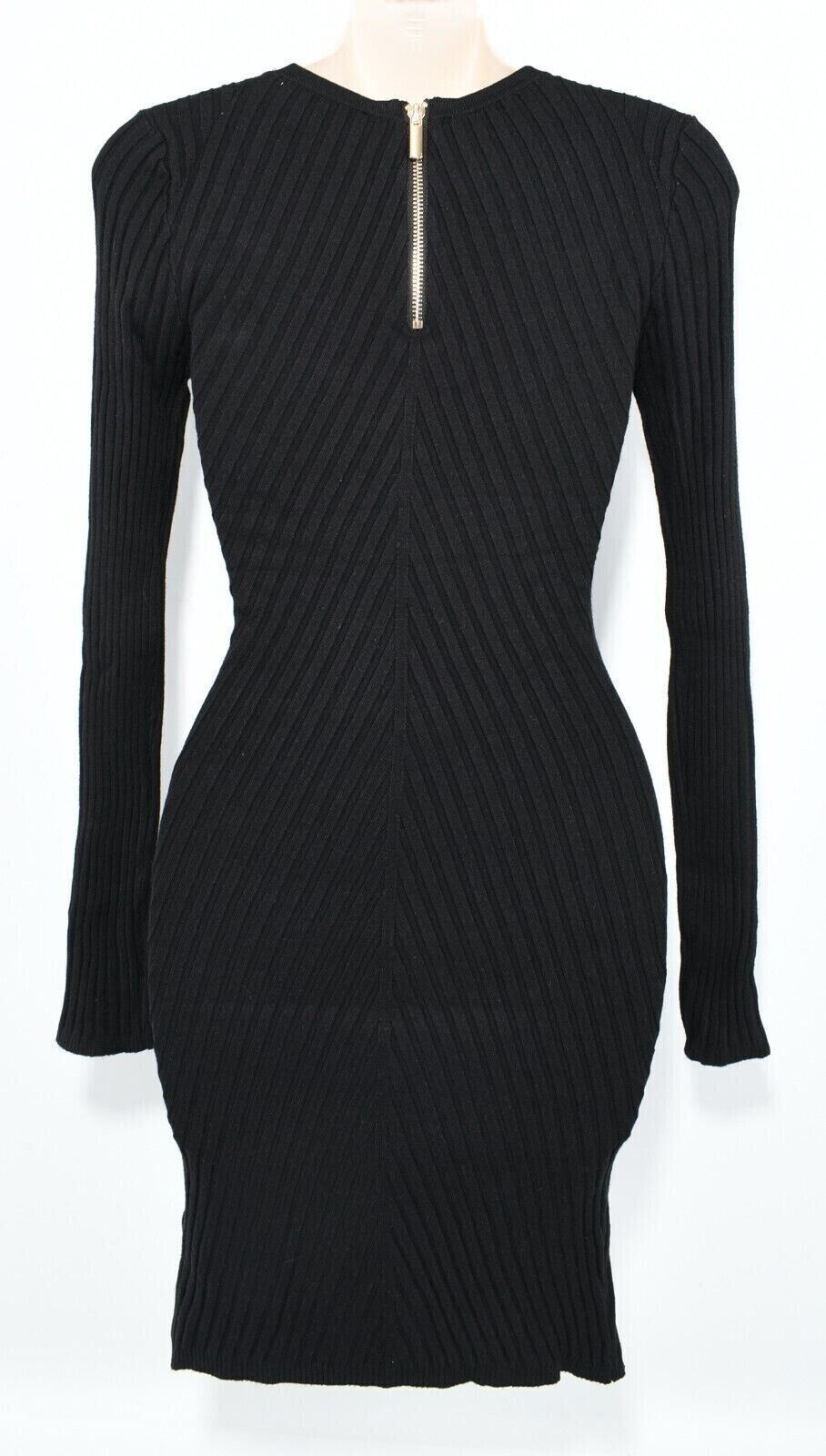 KANGOL Womens Stretch Rib Knit Fitted Dress, Black, size L /UK 14