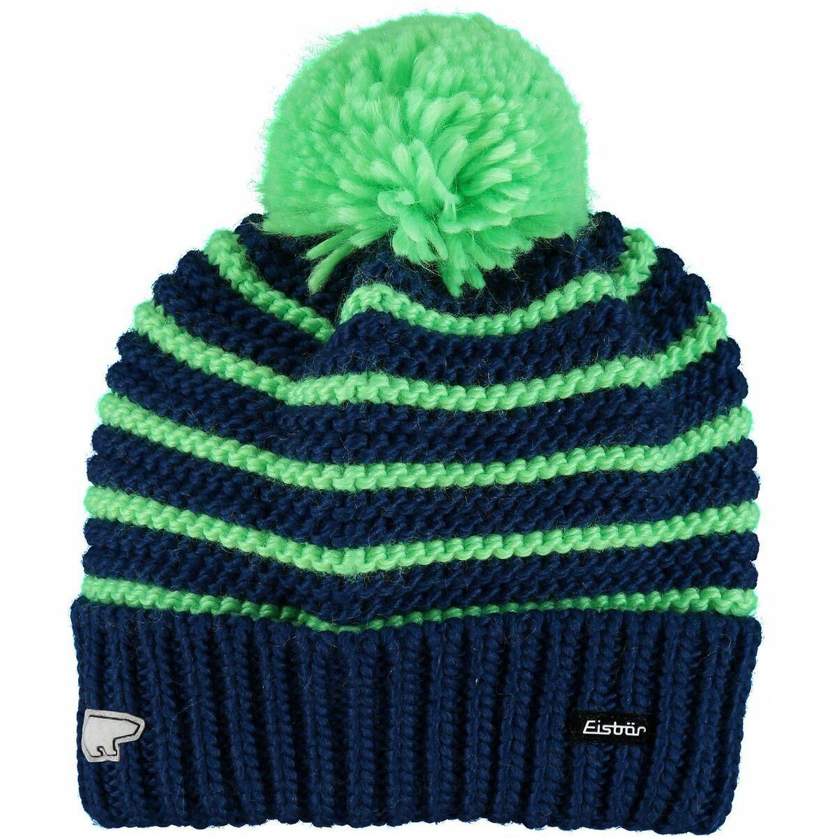 EISBAR Men's Rika Bobble Ski Hat Merino Wool Blue/Green One Size