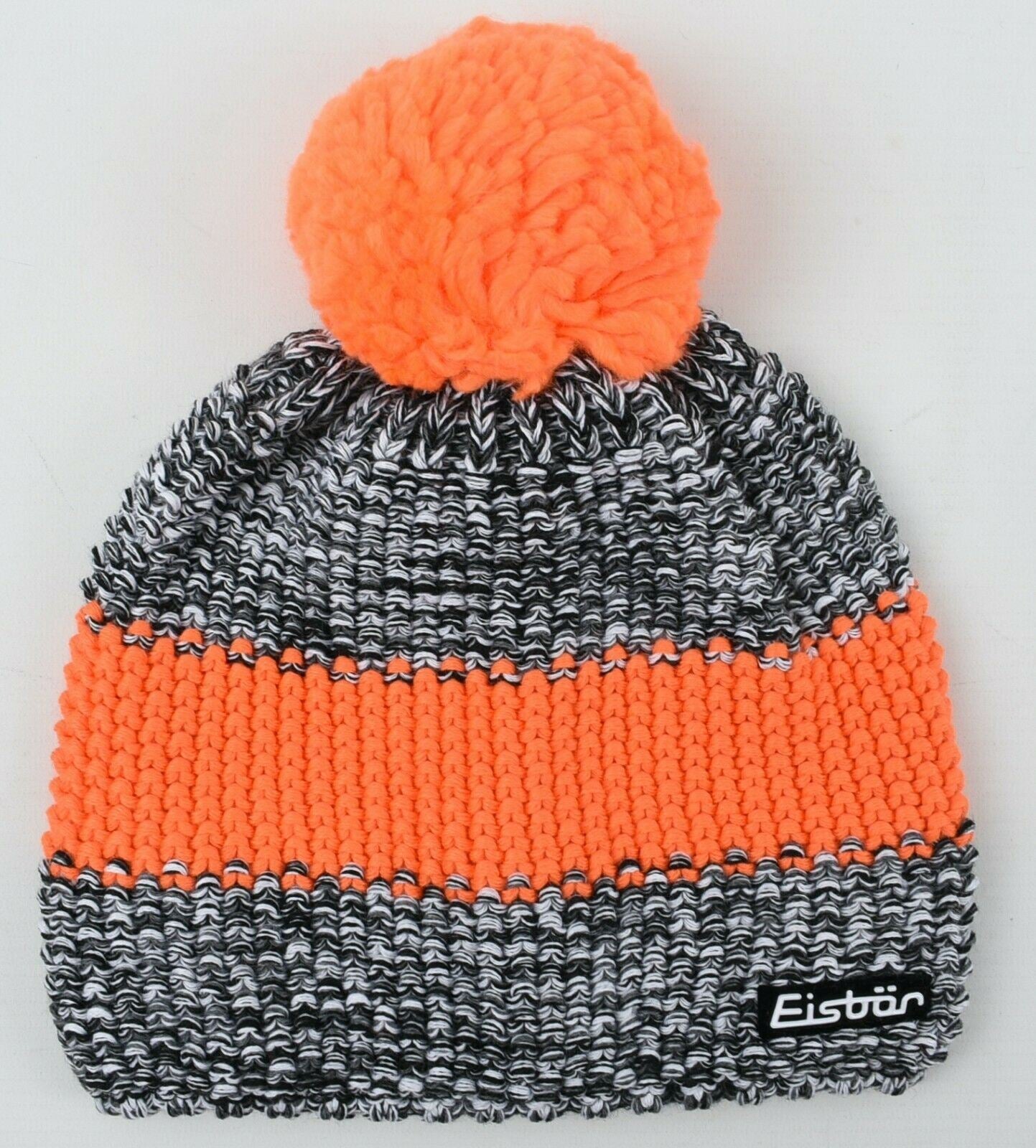 Women's EISBAR Styler Pompon Ski Winter Pom Pom Hat Merino Wool Grey/Orange