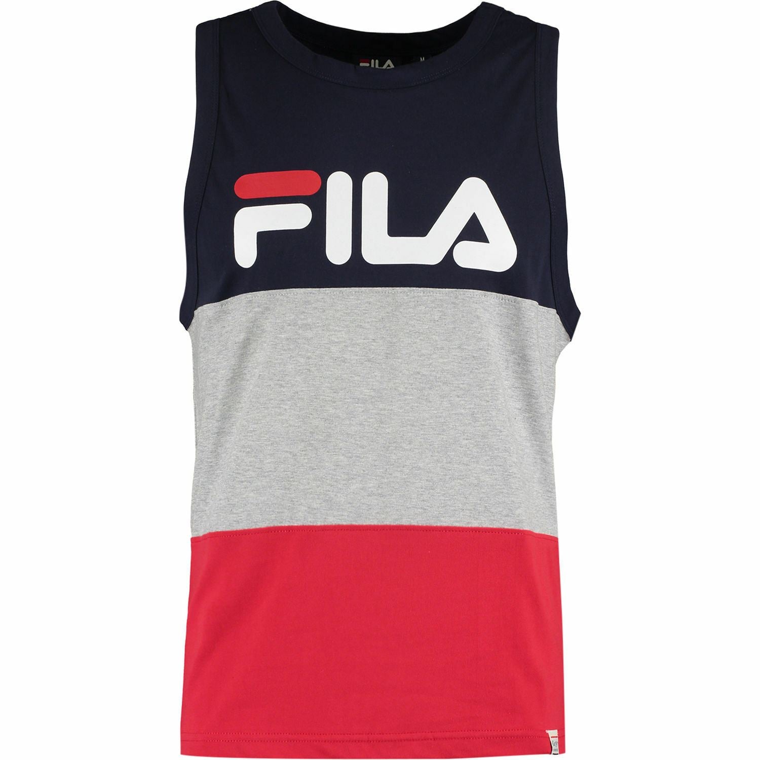 FILA Men's Colour Blocked Branded Tank Top, Vest Top, Grey Marl - szs S M L