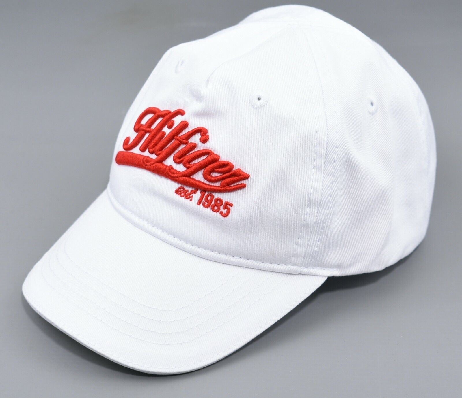 TOMMY HILFIGER Girls Kids White & Red Embroidered Logo Cap Hat