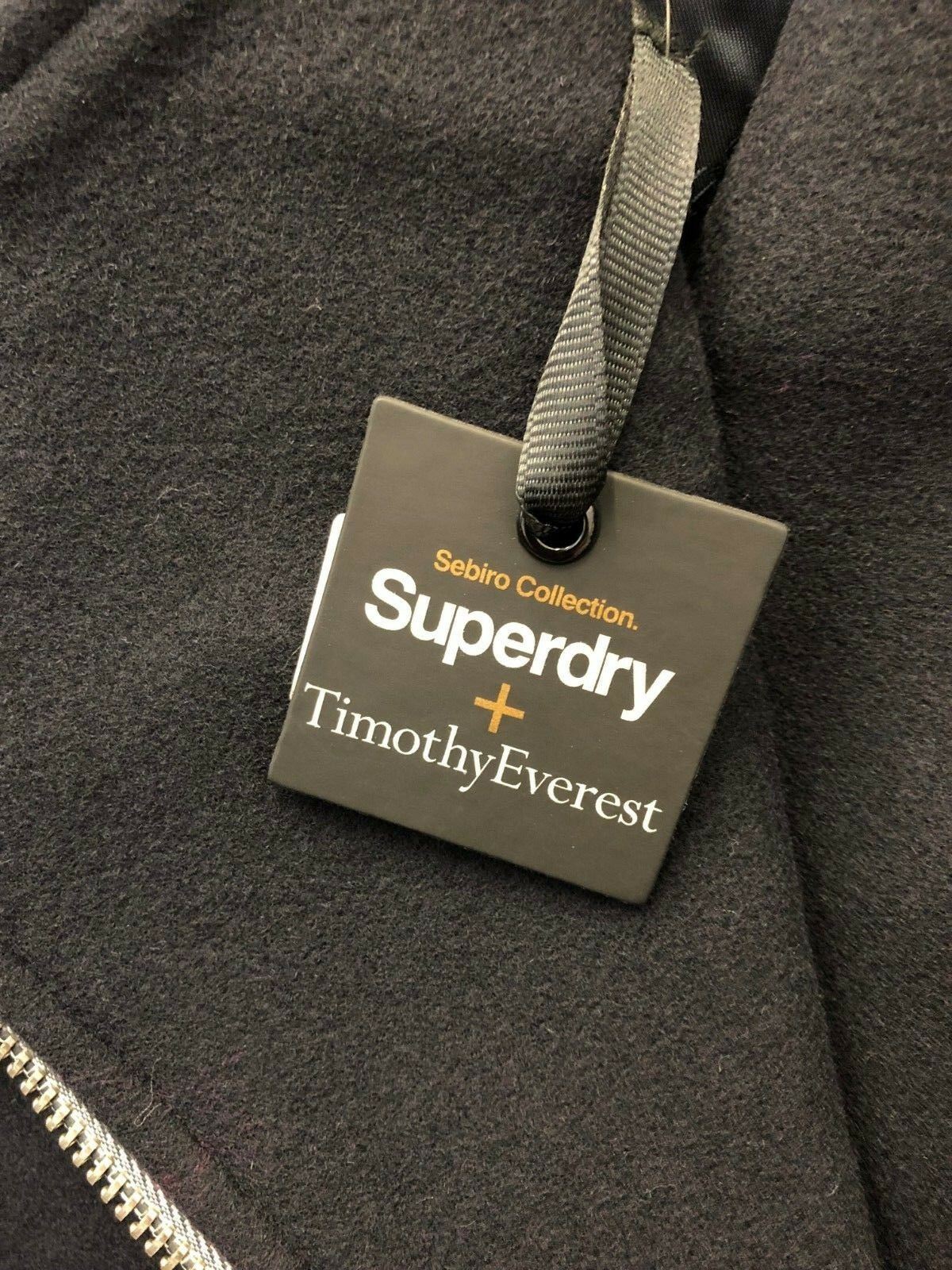 SUPERDRY+TIMOTHY EVEREST Women's THE TOWN BIKER Navy Woolen Zip Up Coat, size M