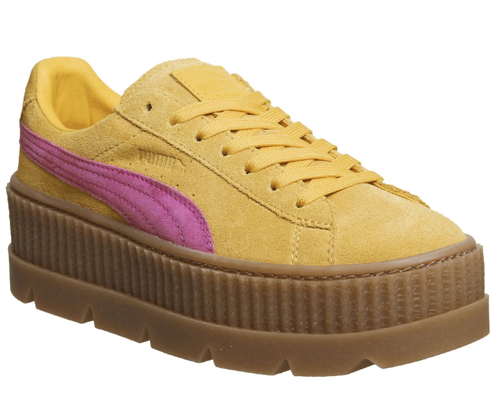 PUMA Women's FENTYxRIHANNA Cleated Suede Creeper, Lemon/Carmine Trainers UK 5