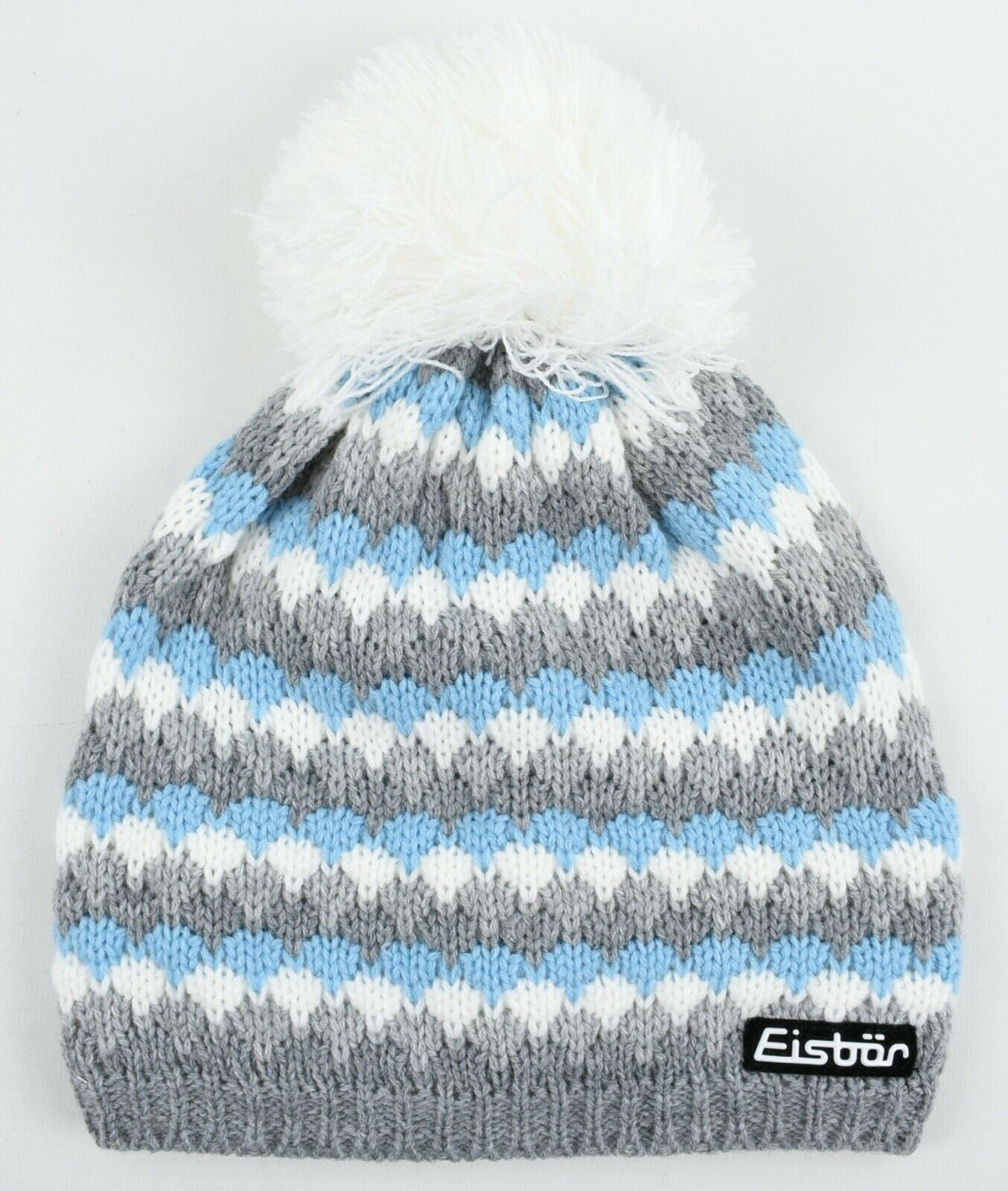 Women's EISBAR Winter Bobble Hat Ski Hat  BJARNOS, Blue/White/Grey
