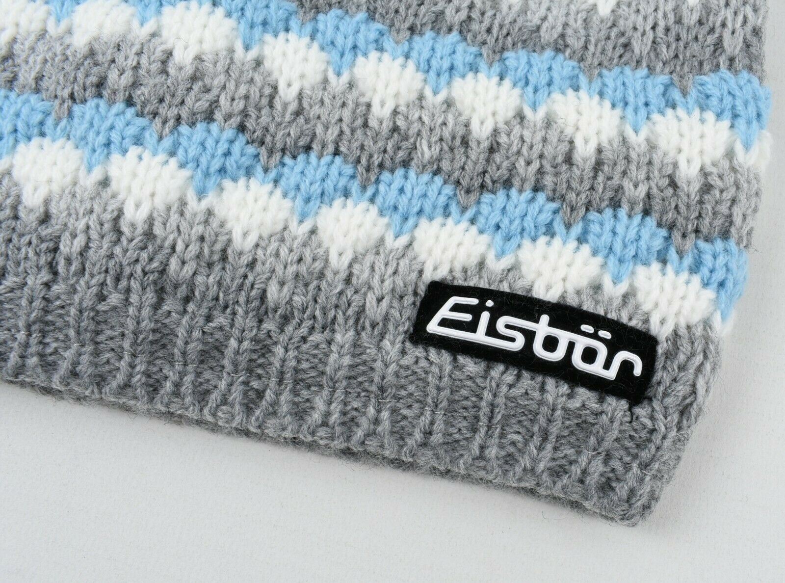 Women's EISBAR Winter Bobble Hat Ski Hat  BJARNOS, Blue/White/Grey