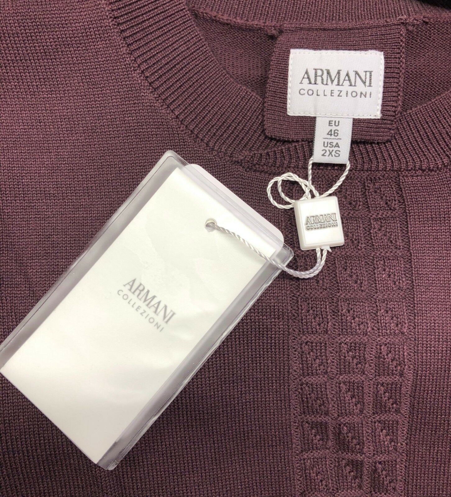 ARMANI COLLEZIONI Men's Burgundy Silk Mix Jumper, size XS / EU 46