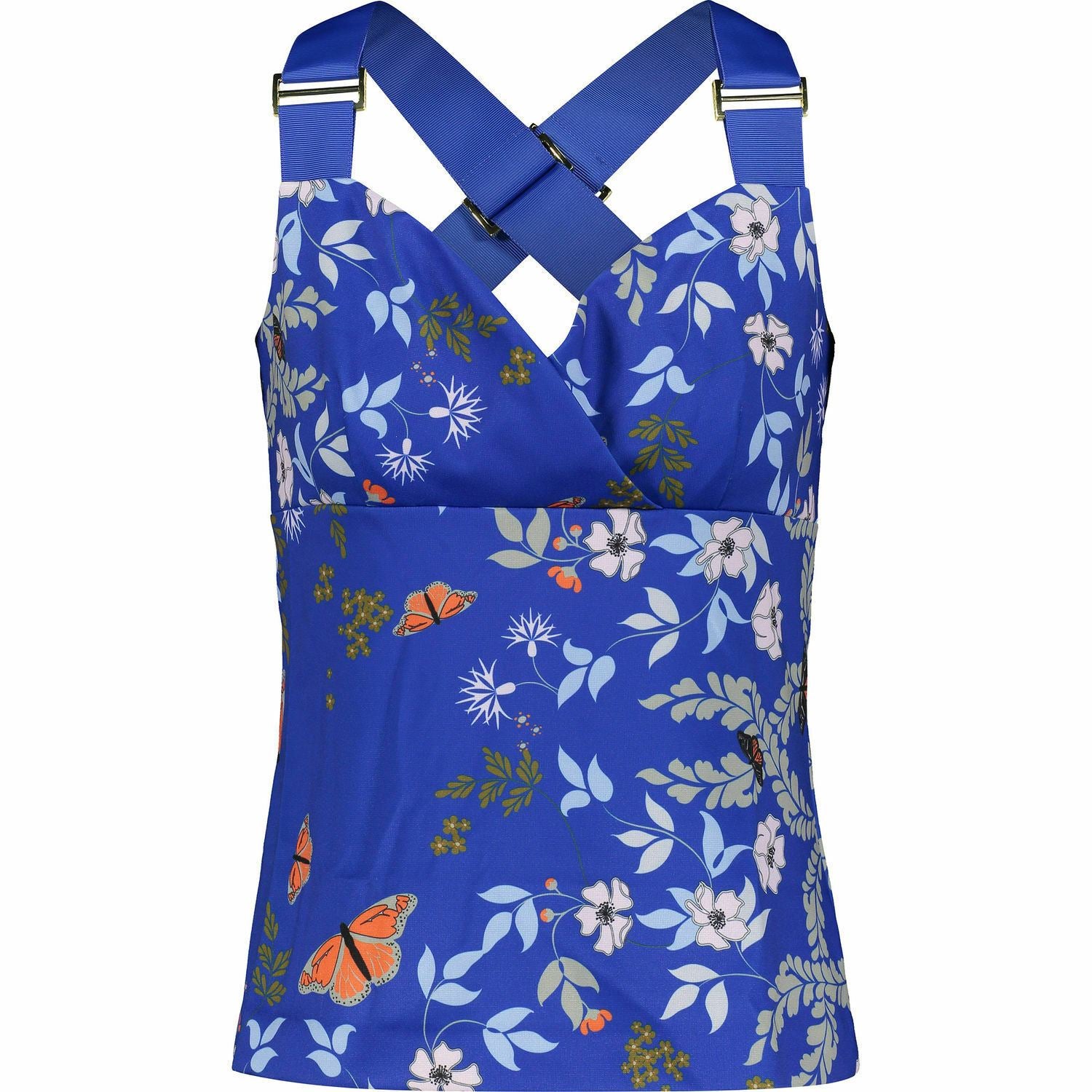 TED BAKER Women's Bright  Blue Kyoto Gardens Crossover Top Size 1 UK 8 RRP Â£99