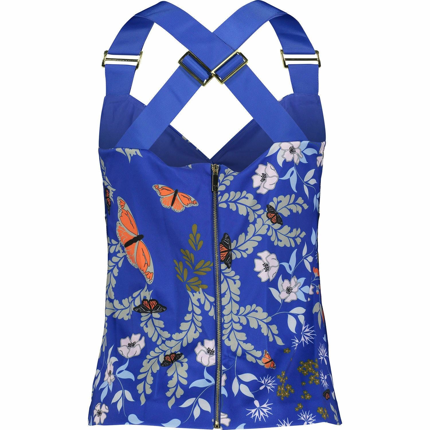 TED BAKER Women's Bright  Blue Kyoto Gardens Crossover Top Size 1 UK 8 RRP Â£99