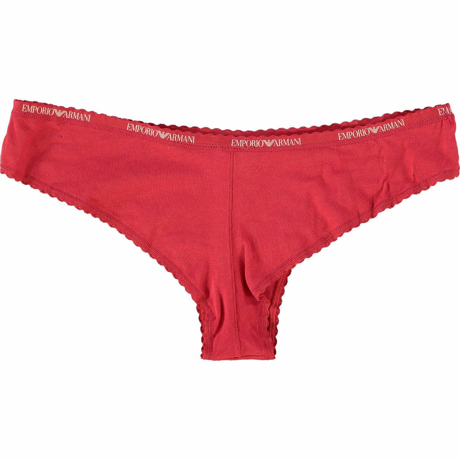 EMPORIO ARMANI Womens Underwear Red Logo Brasilian Brief size XS