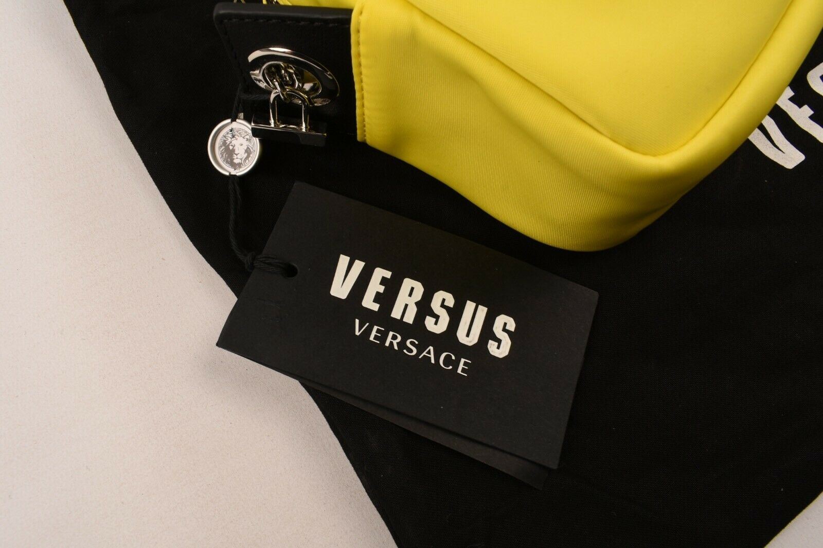 VERSUS VERSACE Womens Small Boxy Nylon Cross Body Bag Lemon/Black RRP£180