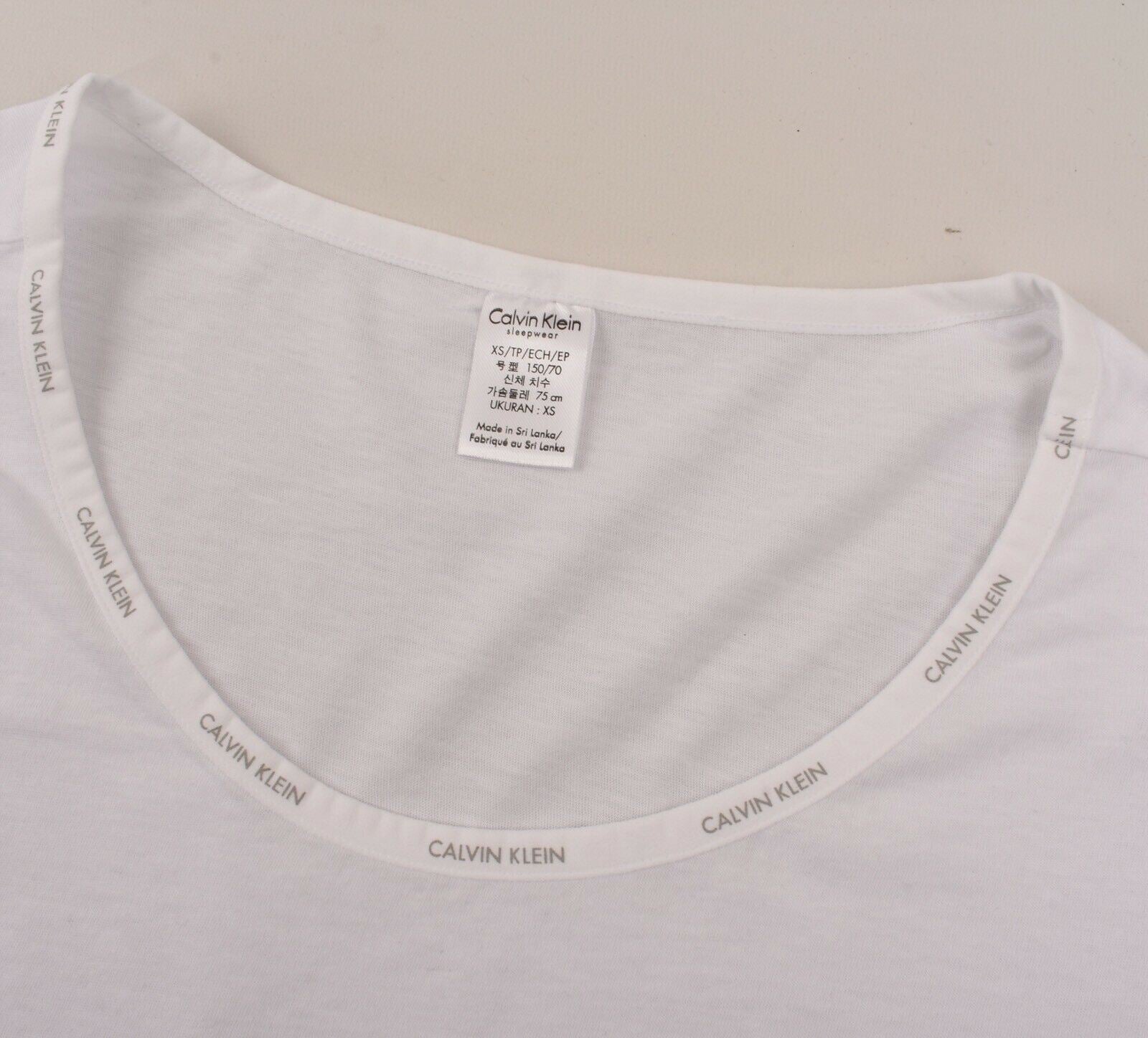 CALVIN KLEIN SLEEPWEAR Women's White Scoop Neck Night Shirt, Nightie, size XS