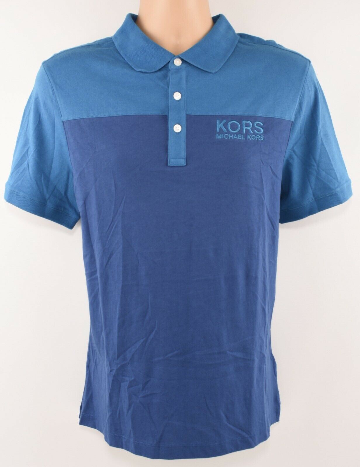 MICHAEL KORS Men's Colourblocked Polo Shirt, Marine Blue, size M /size L