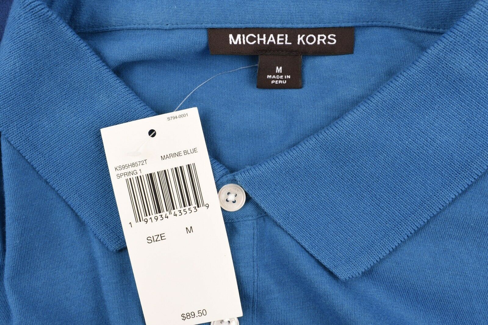 MICHAEL KORS Men's Colourblocked Polo Shirt, Marine Blue, size M /size L