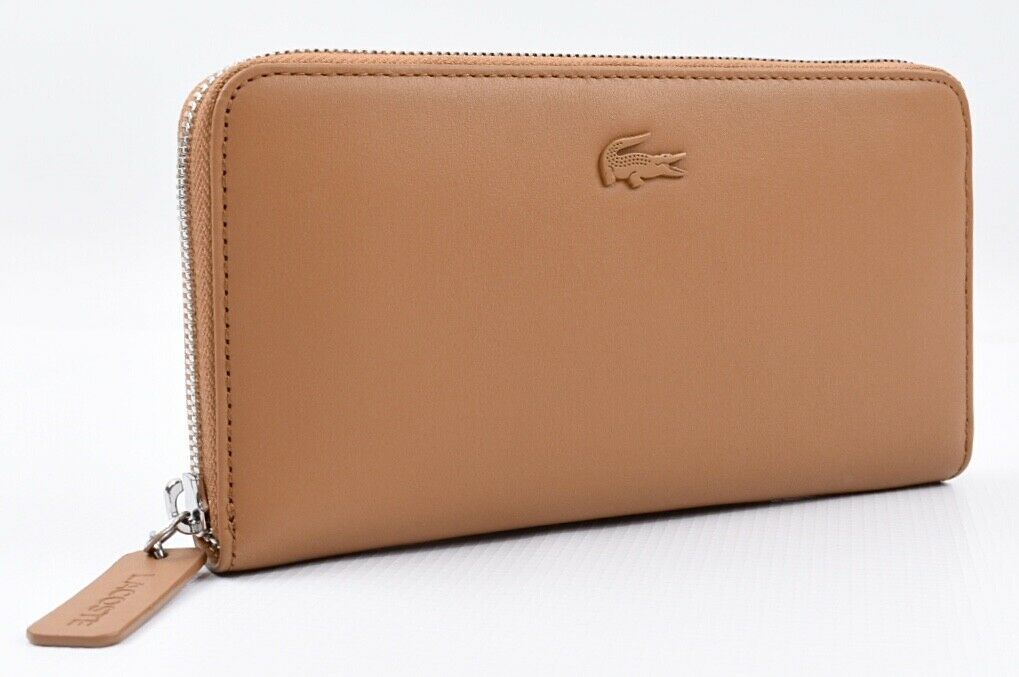 LACOSTE Women's Purse Wallet, Cow Leather, Cashew Colour, Gift Boxed RRP £147